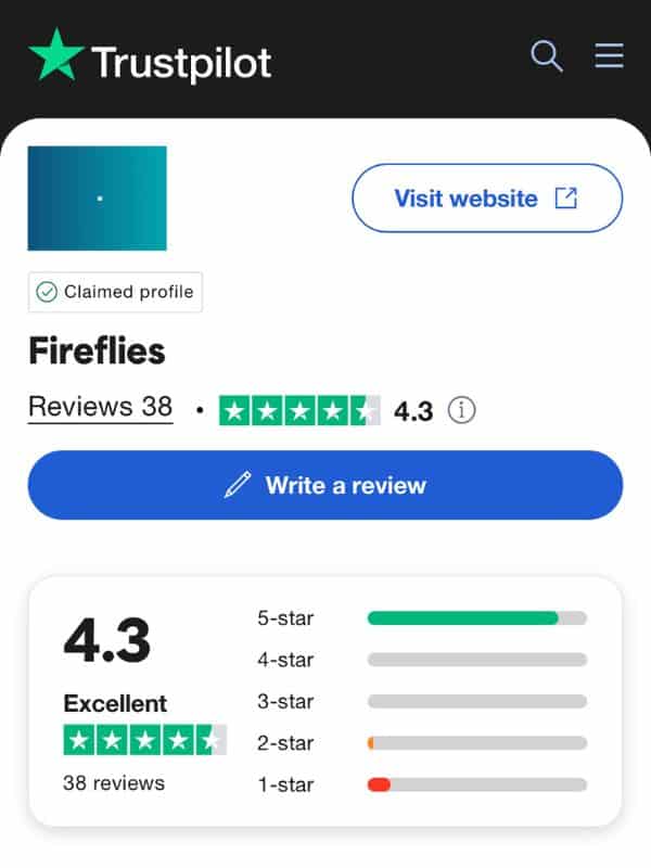 hodnocení Trustpilot Fireflies