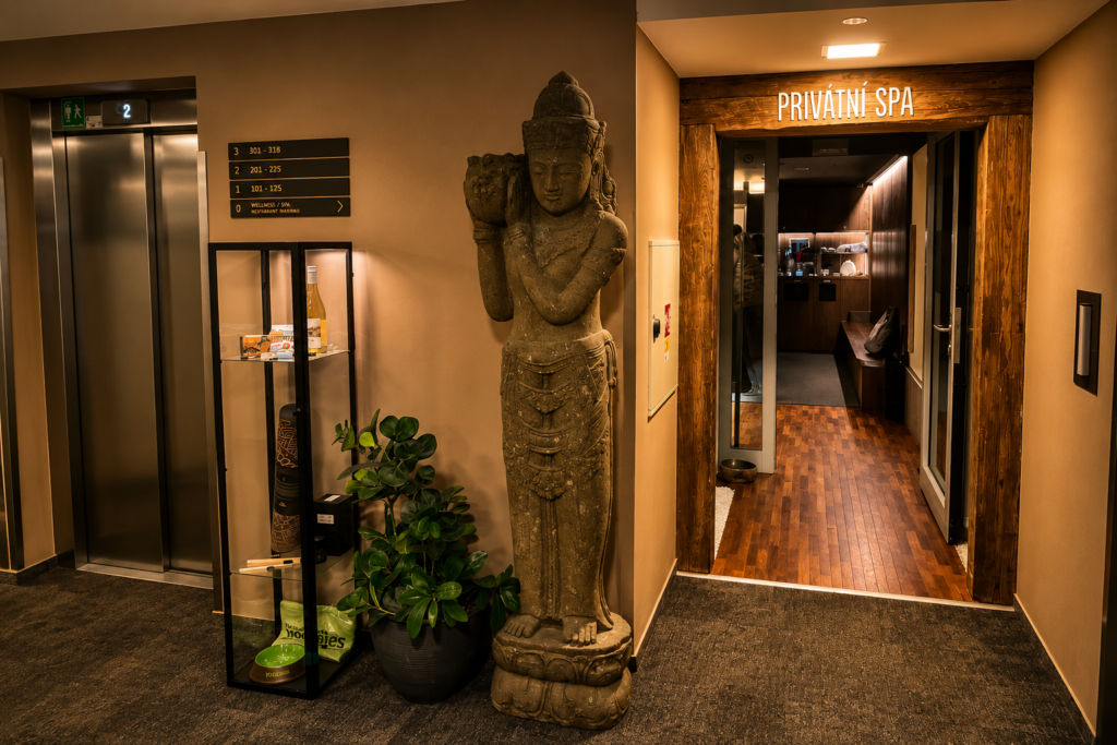 Soukromý vstup hotelových hostů z Maximus Resortu přímo do wellness Infinit bez nutnosti opouštět hotel.